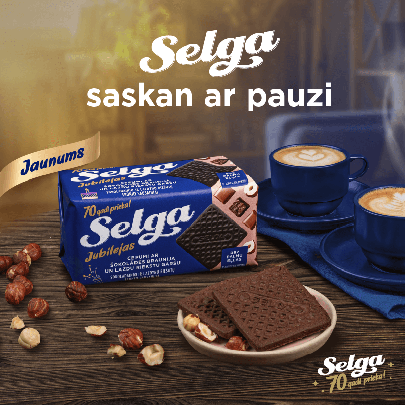 “Selga” atzīmē 70 gadu jubileju: laiž klajā "kvadrātiņu" ar braunija un lazdu riekstu garšu