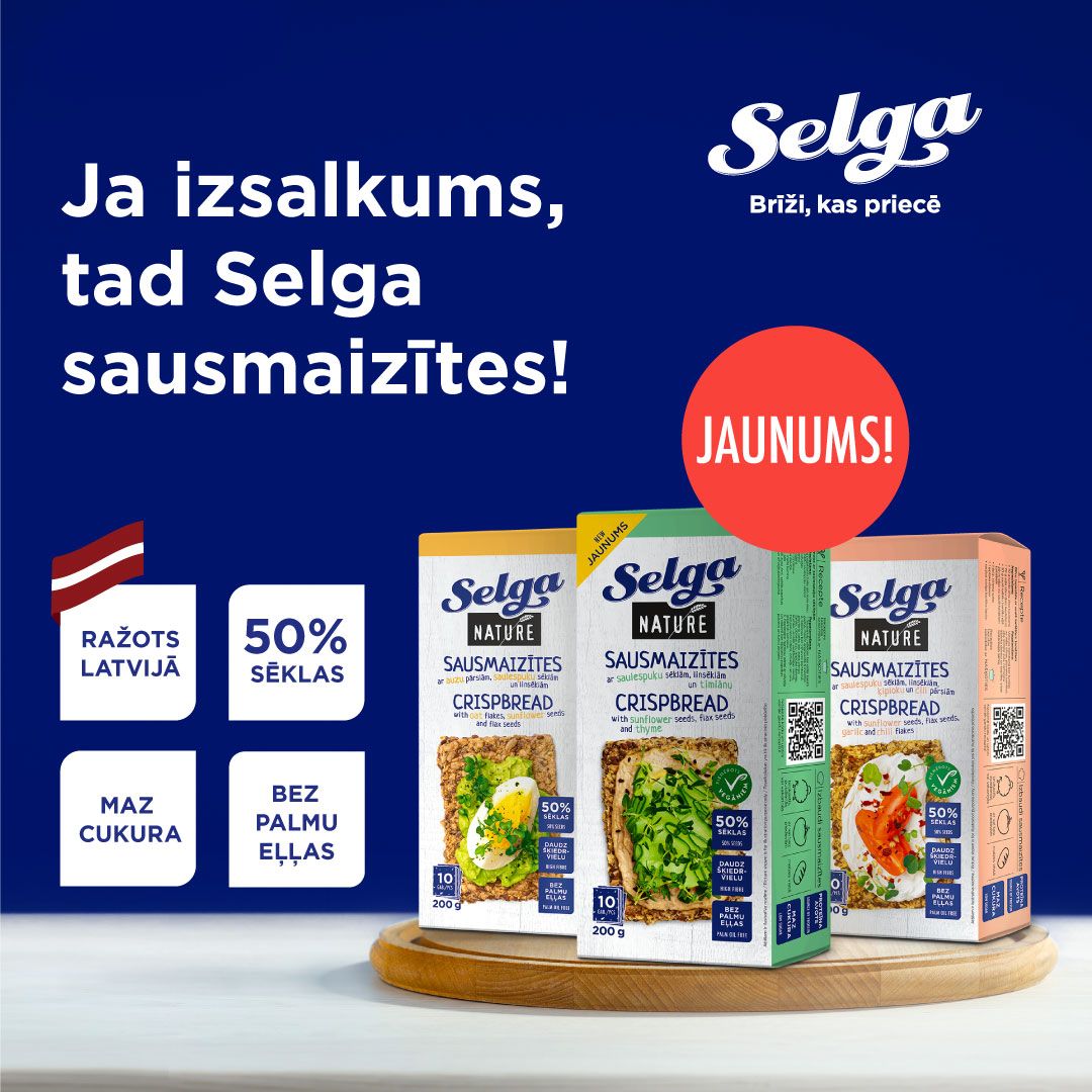 Selga Nature sausmaizītes ar saulespuķu sēklām, linsēklām un timiānu