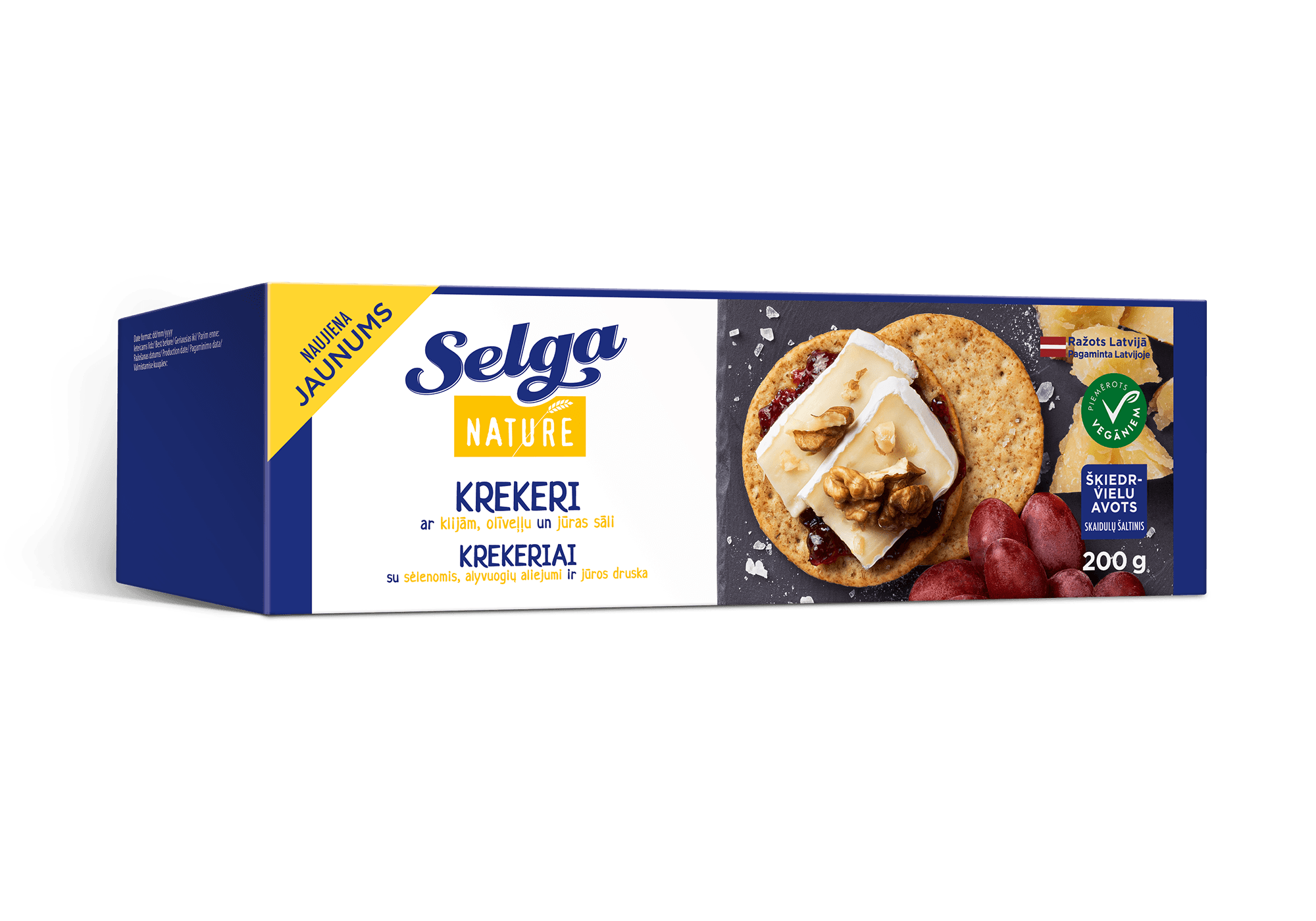 SELGA NATURE KREKERI AR KLIJĀM, OLĪVEĻĻU UN JŪRAS SĀLI